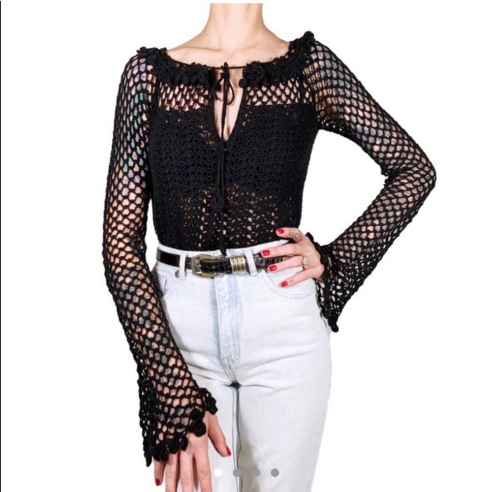 90s crochet knit top